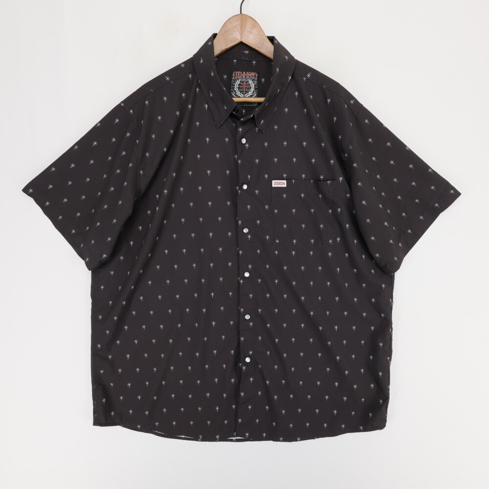 Dixxon The Historia Shirt Mens 2XL Black Print Short Sleeve Party Pearl Snap